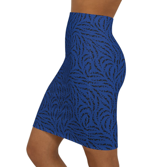 Jupe bleu avec motifs noir pour femmes - KLASS